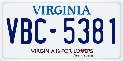 VA license plate VBC5381