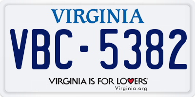 VA license plate VBC5382
