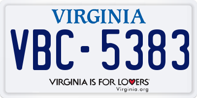 VA license plate VBC5383