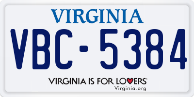 VA license plate VBC5384