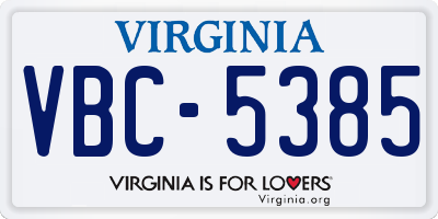 VA license plate VBC5385