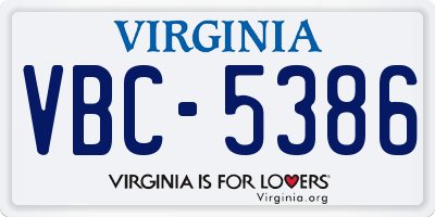 VA license plate VBC5386