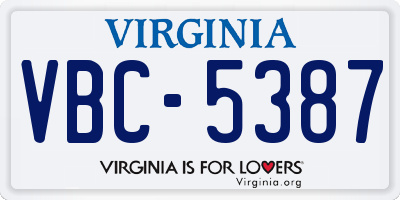 VA license plate VBC5387