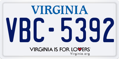 VA license plate VBC5392