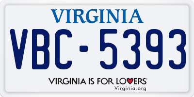 VA license plate VBC5393