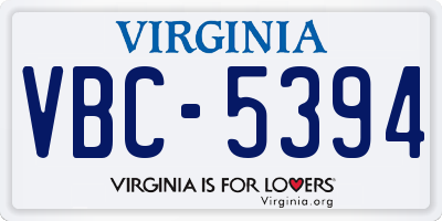 VA license plate VBC5394
