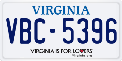 VA license plate VBC5396