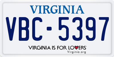 VA license plate VBC5397