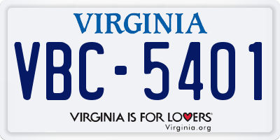 VA license plate VBC5401