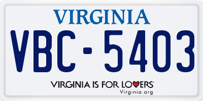 VA license plate VBC5403