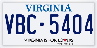 VA license plate VBC5404