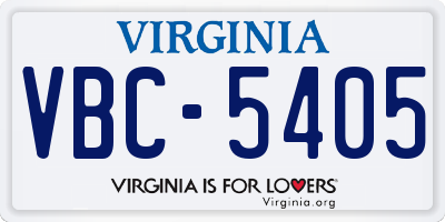 VA license plate VBC5405