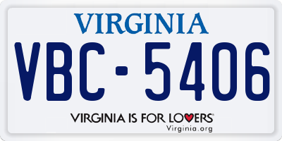 VA license plate VBC5406