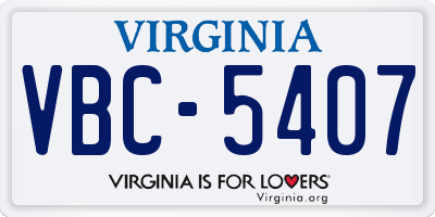 VA license plate VBC5407
