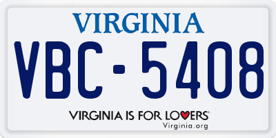 VA license plate VBC5408