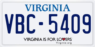VA license plate VBC5409