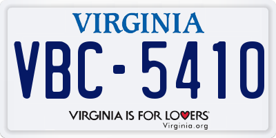 VA license plate VBC5410