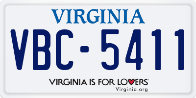 VA license plate VBC5411