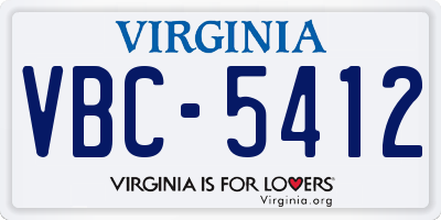 VA license plate VBC5412