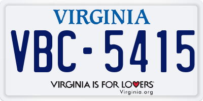 VA license plate VBC5415