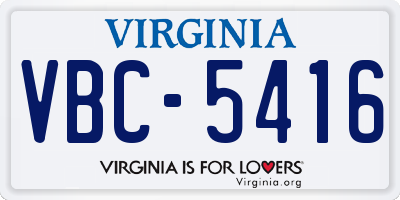 VA license plate VBC5416