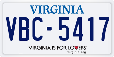 VA license plate VBC5417