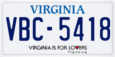 VA license plate VBC5418