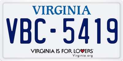 VA license plate VBC5419