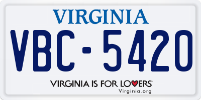 VA license plate VBC5420