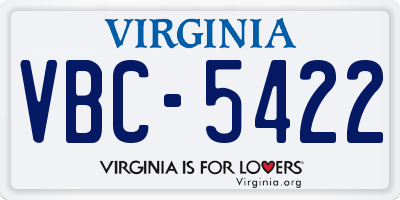 VA license plate VBC5422