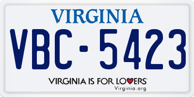 VA license plate VBC5423
