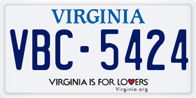 VA license plate VBC5424