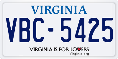 VA license plate VBC5425