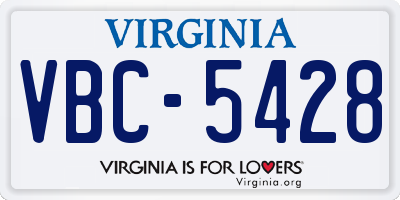 VA license plate VBC5428