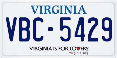 VA license plate VBC5429