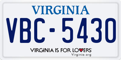 VA license plate VBC5430