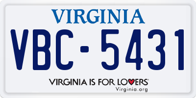 VA license plate VBC5431