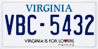 VA license plate VBC5432