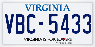 VA license plate VBC5433