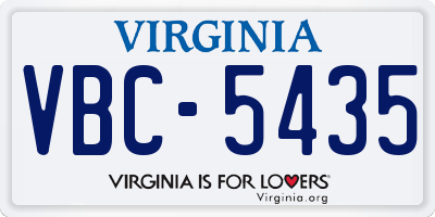 VA license plate VBC5435