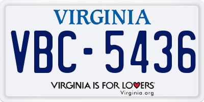 VA license plate VBC5436