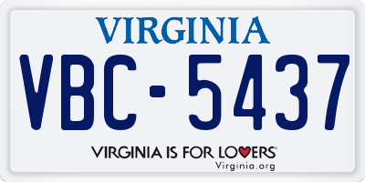 VA license plate VBC5437