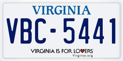 VA license plate VBC5441