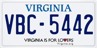 VA license plate VBC5442