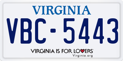 VA license plate VBC5443