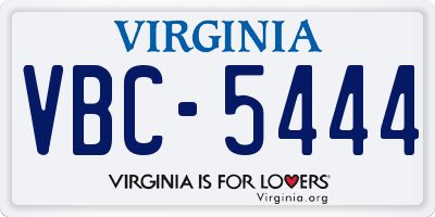 VA license plate VBC5444