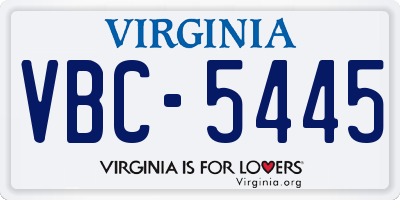 VA license plate VBC5445