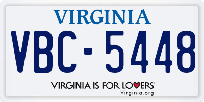 VA license plate VBC5448