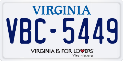 VA license plate VBC5449
