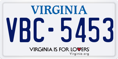 VA license plate VBC5453